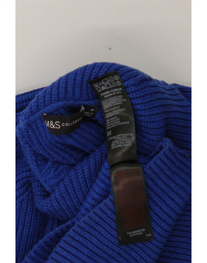 Maglione maglione a collo alto da donna Marks & Spencer UK 14 Viscosa blu medio
