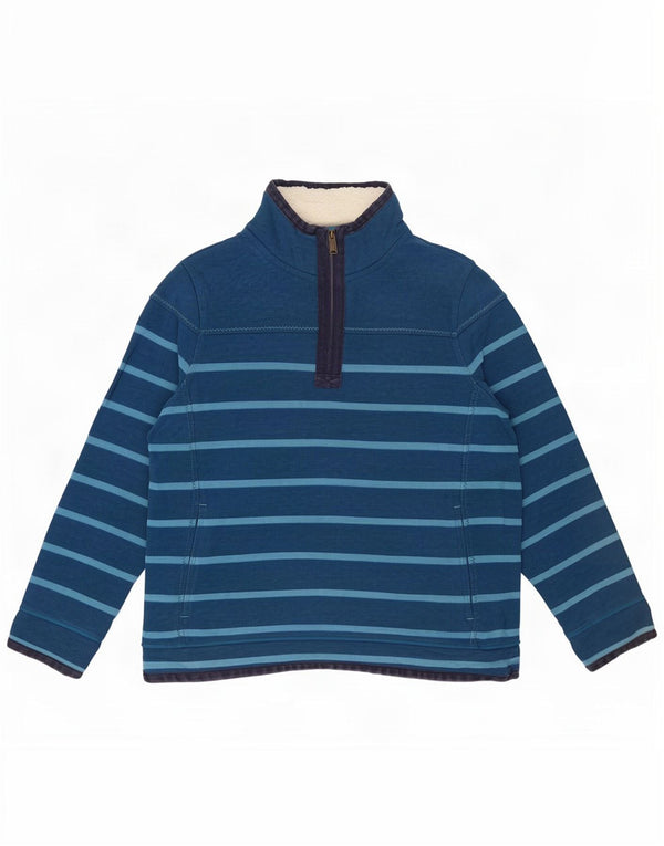 Felpa da donna con collo con zip Fat Face, maglione, UK 18, XL, cotone a righe blu