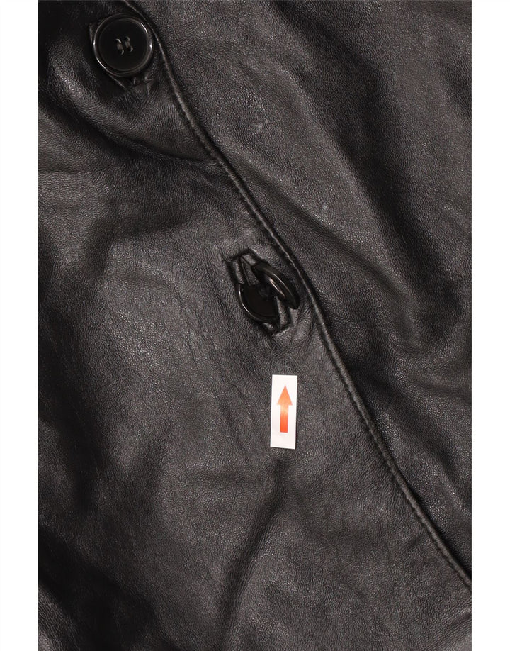 Cappotto oversize in pelle da donna VINTAGE IT 44 Medio in pelle nera