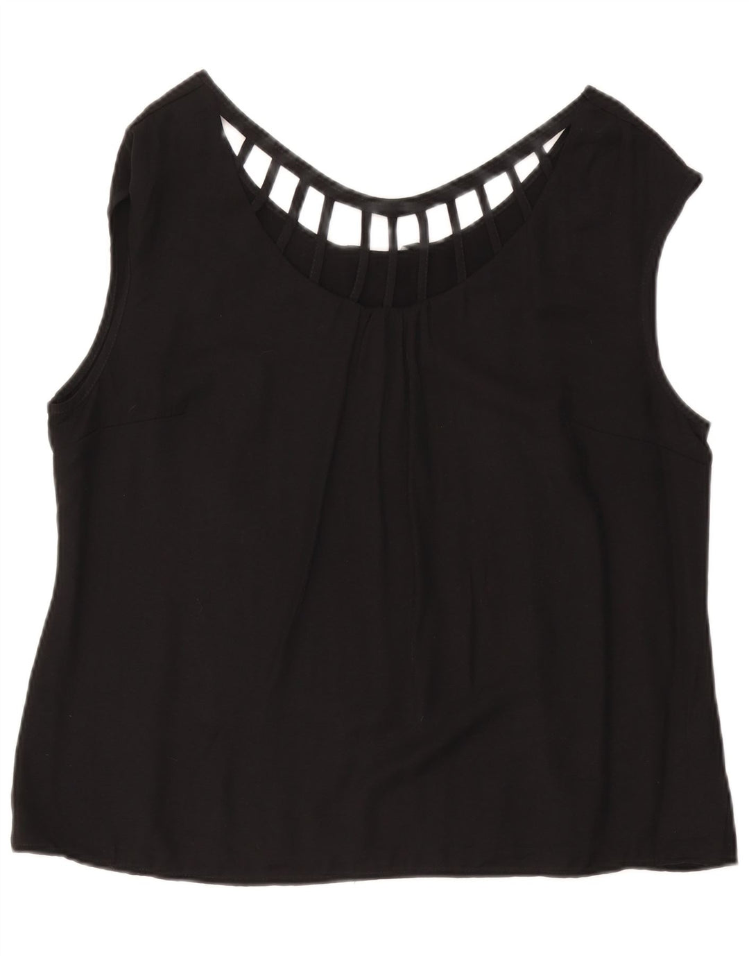 LAURA ASHLEY Camicetta senza maniche da donna UK 18 XL Viscosa nera