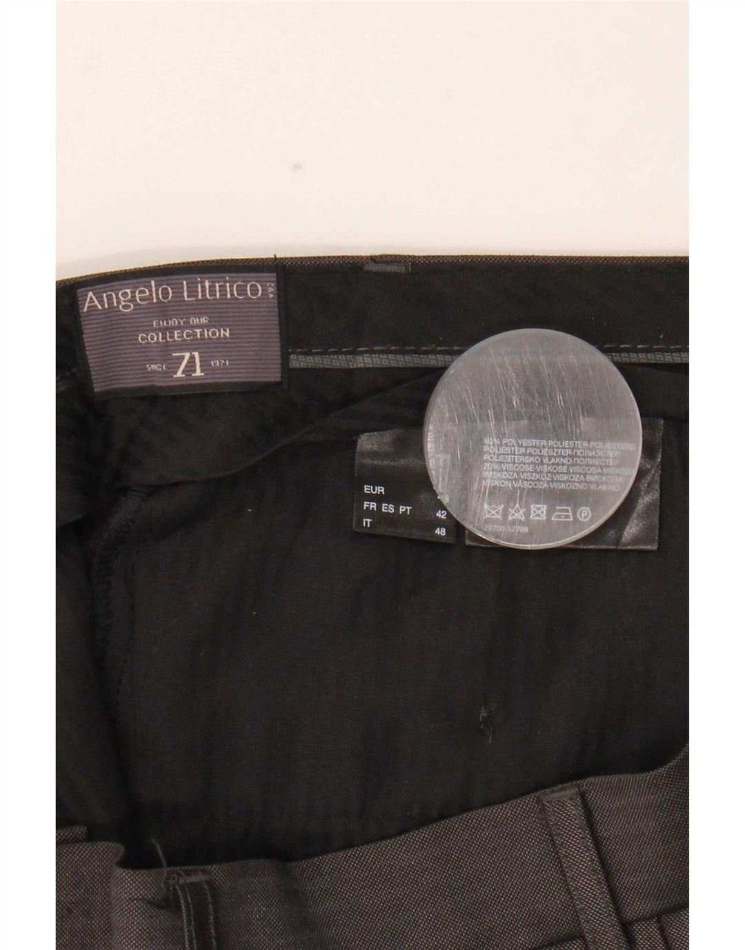 Pantaloni da Abito Uomo Angelo Litrico IT 48 Medio W34 L30 Gessato Grigio