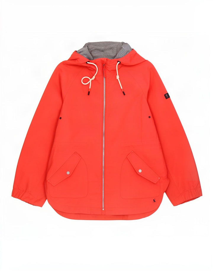 Giacca antipioggia con cappuccio da donna Joules UK 12 rosso medio in cotone