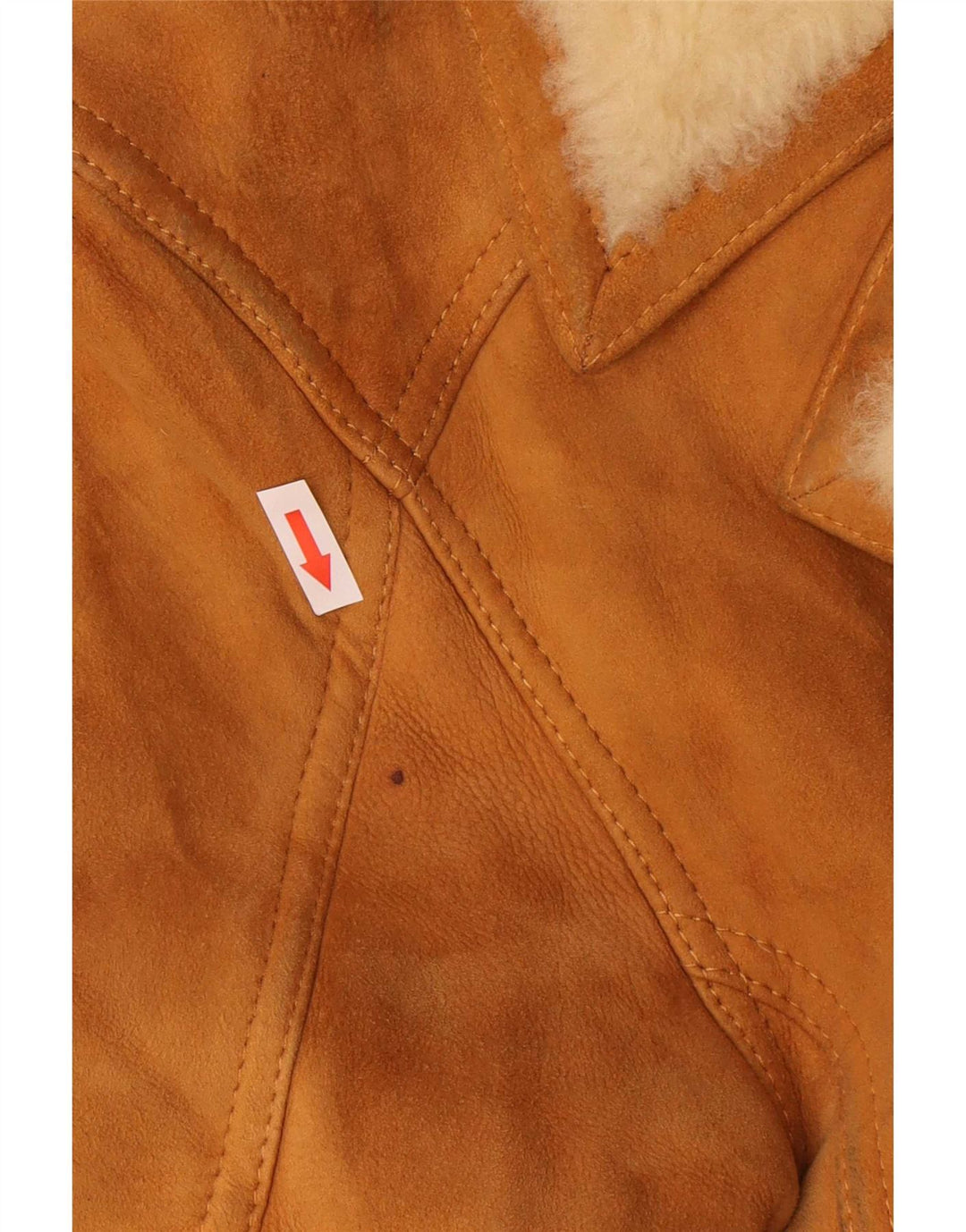Cappotto vintage in shearling da uomo IT 48 in pelle beige medio