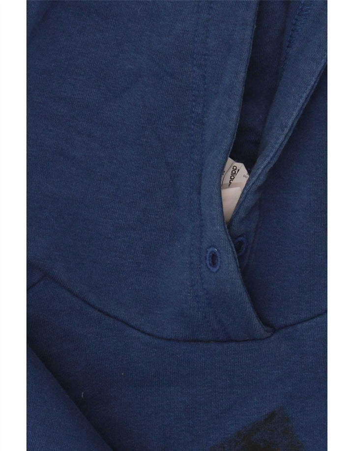 Felpa con cappuccio grafica da uomo Adidas in cotone blu medio