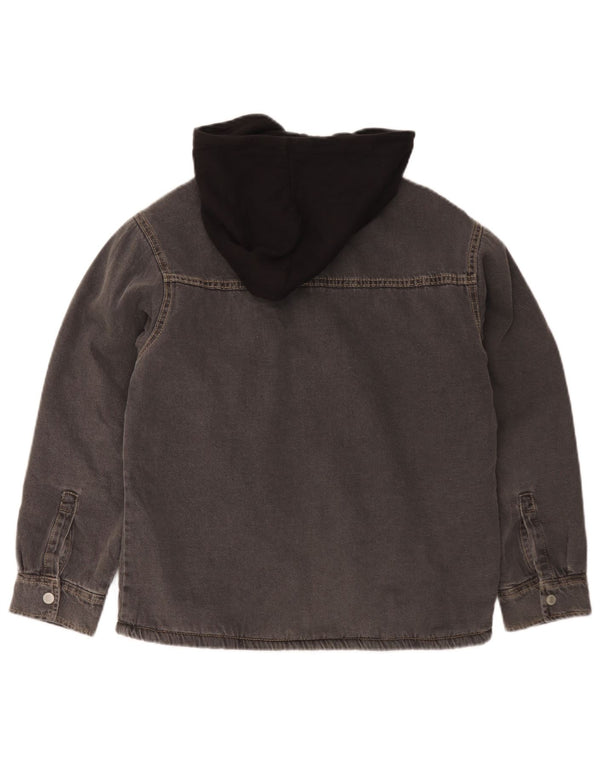 Giacca Zara da ragazzo in denim sherpa con cappuccio 11-12 anni in cotone color block grigio