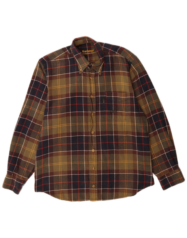 Camicia Barbour da uomo in flanella vestibilità regolare in cotone scozzese verde medio
