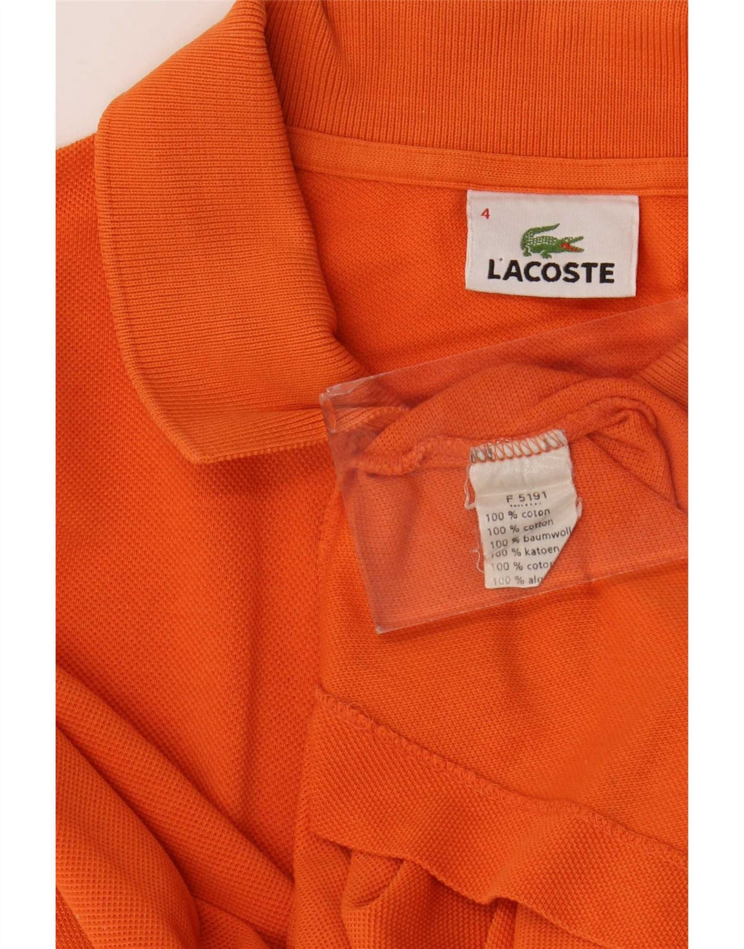 Polo da uomo Lacoste taglia 4, cotone arancione medio