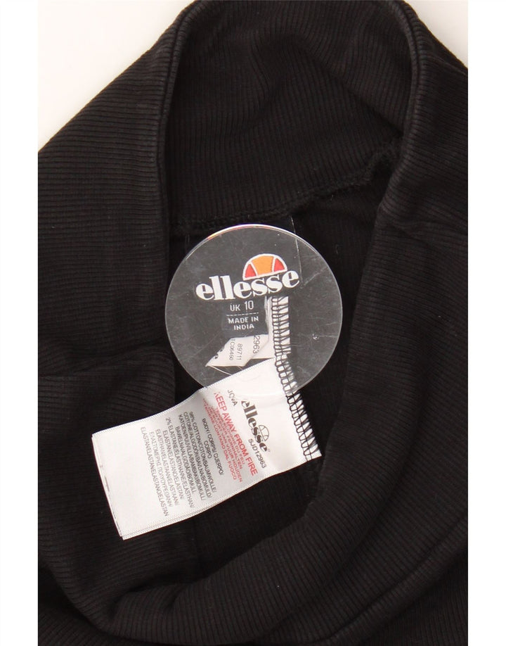 ELLESSE Womens Graphic Leggings UK 10 Small  Black Cotton Vintage Ellesse and Second-Hand Ellesse from Messina Hembry 