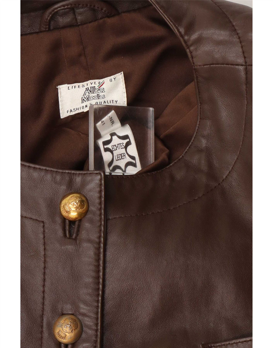Giacca blazer in pelle da donna Alba Moda UK 14 Marrone medio