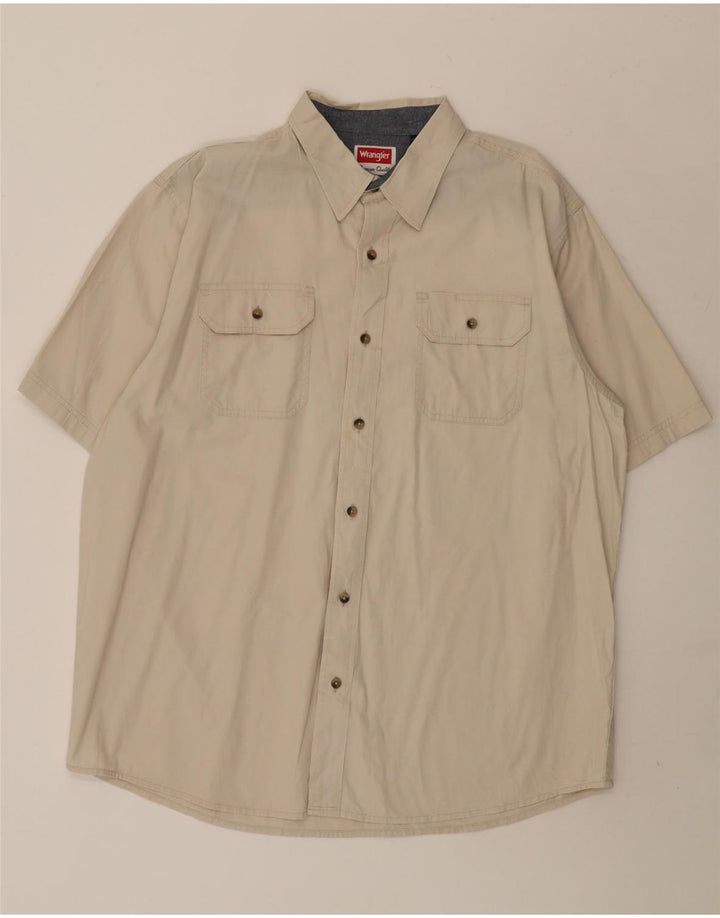 Camicia a maniche corte da uomo WRANGLER grande in cotone beige