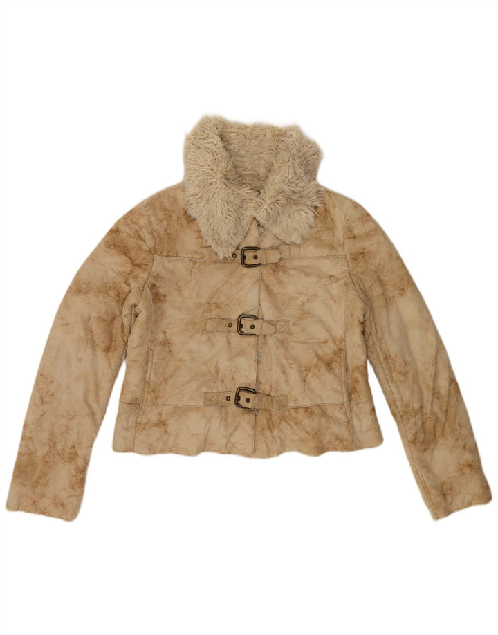 Giacca corta Sherpa da donna Armani Jeans IT 44 Acrilico tie-dye beige medio
