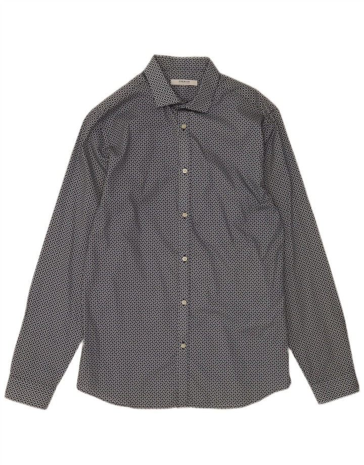 Camicia da uomo Jack & Jones taglia 40 cotone geometrico blu navy medio