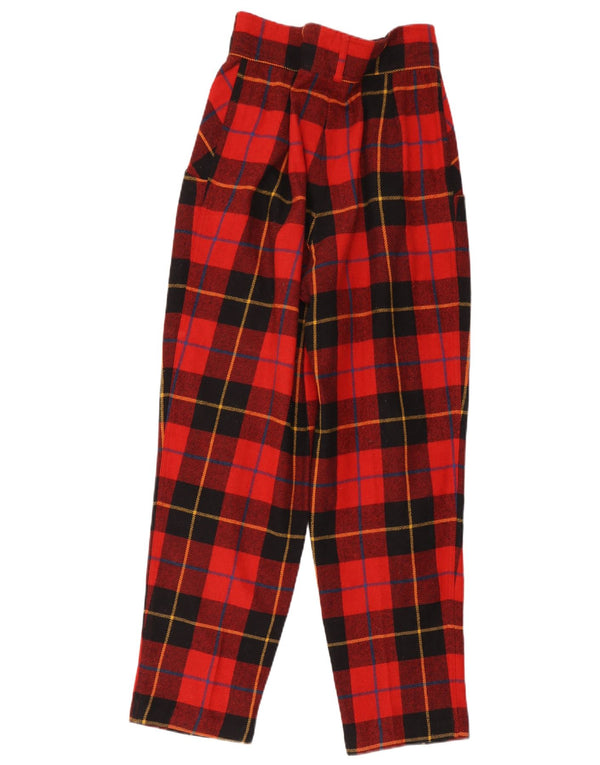 Pantaloni casual a vita alta da donna vintage IT 44 medi W30 L30 quadri rossi