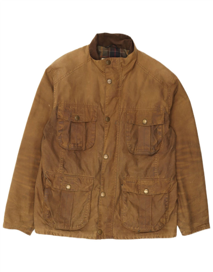 Giacca da uomo in cotone cerato Barbour UK 40 grande cotone marrone