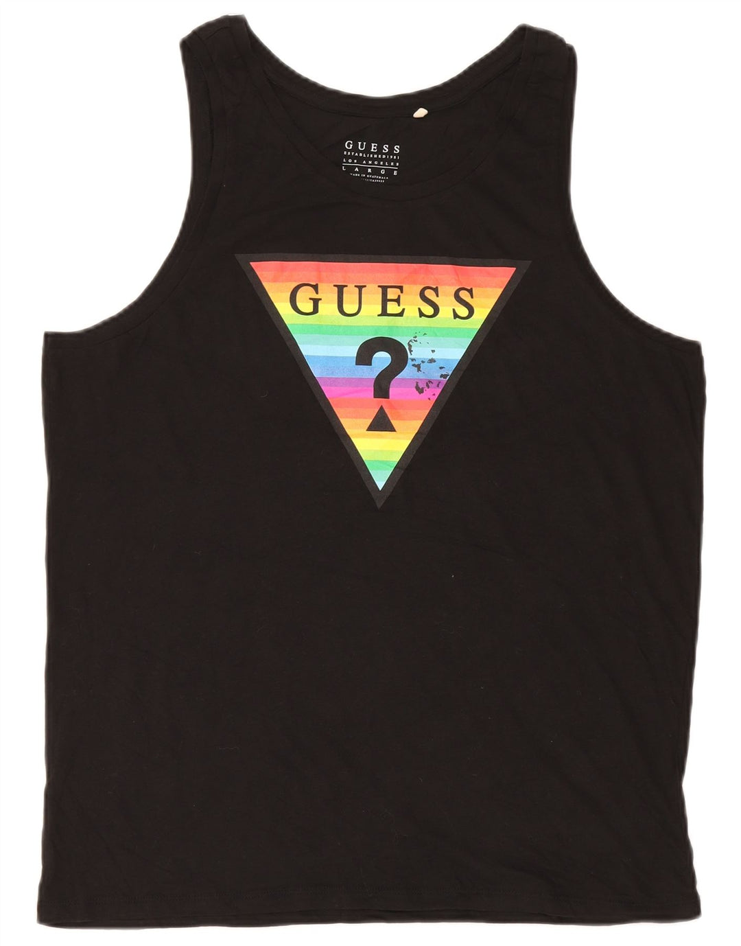 Canotta grafica da uomo Guess grande in cotone nero