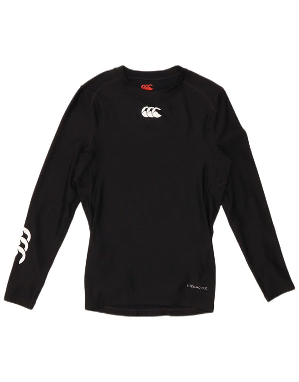 CANTERBURY Top grafico da donna manica lunga UK 12 poliestere nero medio