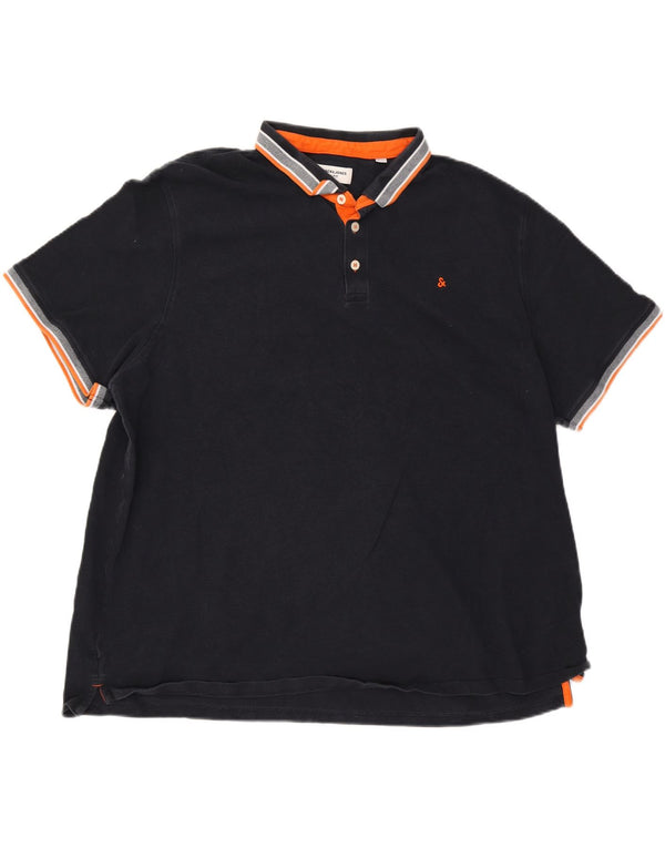 Polo da uomo Jack & Jones 4XL cotone a righe blu navy