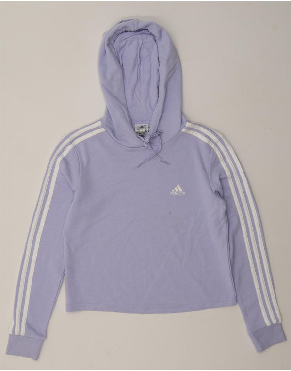 Felpa con cappuccio da donna Adidas UK 8/10 piccolo cotone viola