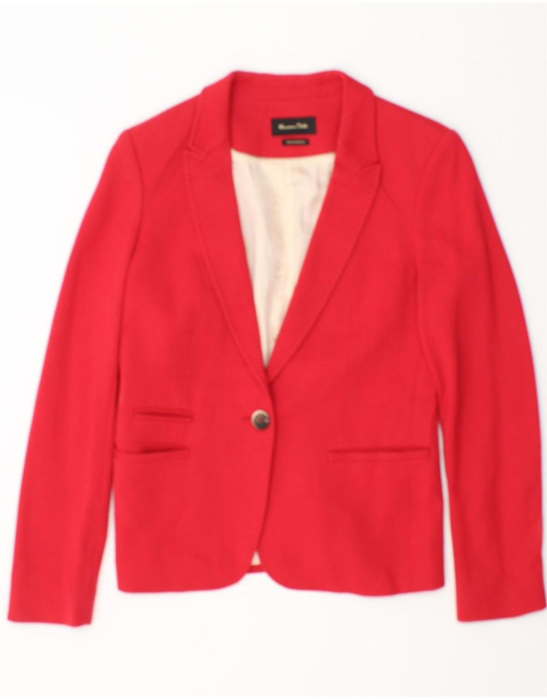 MASSIMO DUTTI Womens 1 Button Blazer Jacket EU 40 Medium Red Cotton Vintage Massimo Dutti and Second-Hand Massimo Dutti from Messina Hembry 