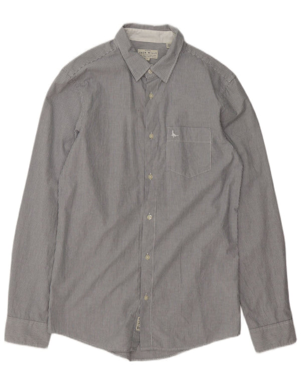 Camicia da uomo Classic Fit Jack Wills piccola in cotone gessato grigio