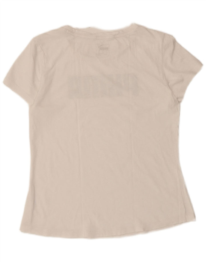 T-shirt grafica da donna Puma UK 12 Medium Bianca