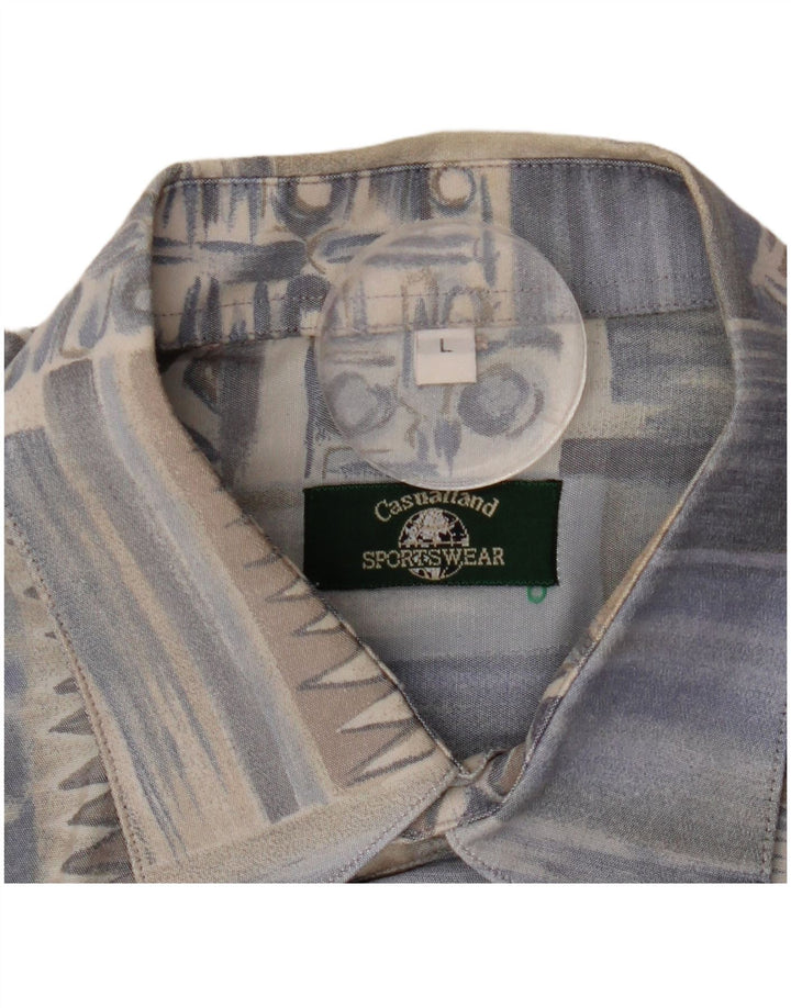 Camicia da uomo vintage grande geometrica blu