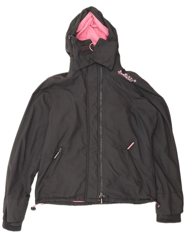 Giacca a vento con cappuccio da donna Superdry Windcheater UK 18 XL Nylon grigio