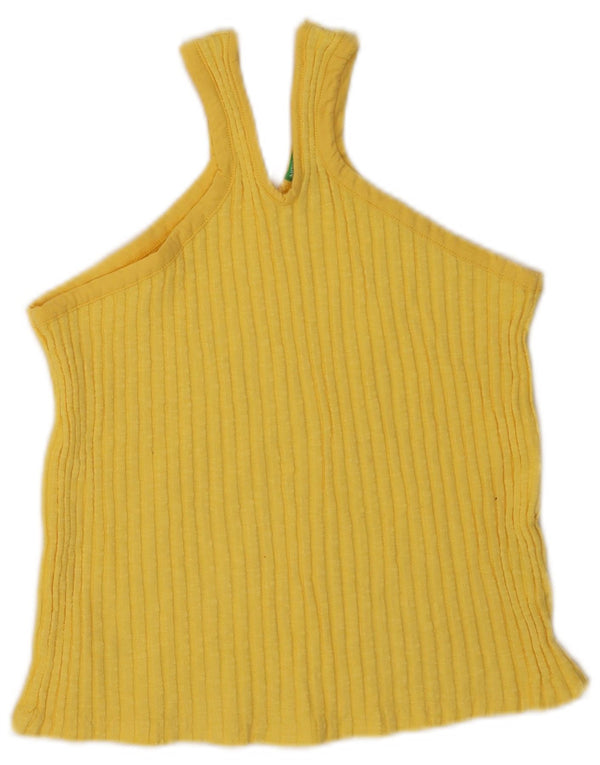 Canotta corta da donna Benetton UK 10 piccola in cotone giallo