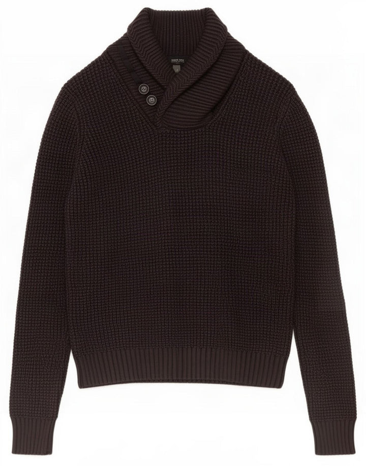 Maglione da uomo con collo a scialle ONE WAY in lana grigio medio