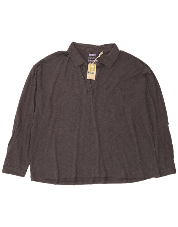 Polo a maniche lunghe da donna Fat Face UK 24 4XL Cotone chiazzato grigio