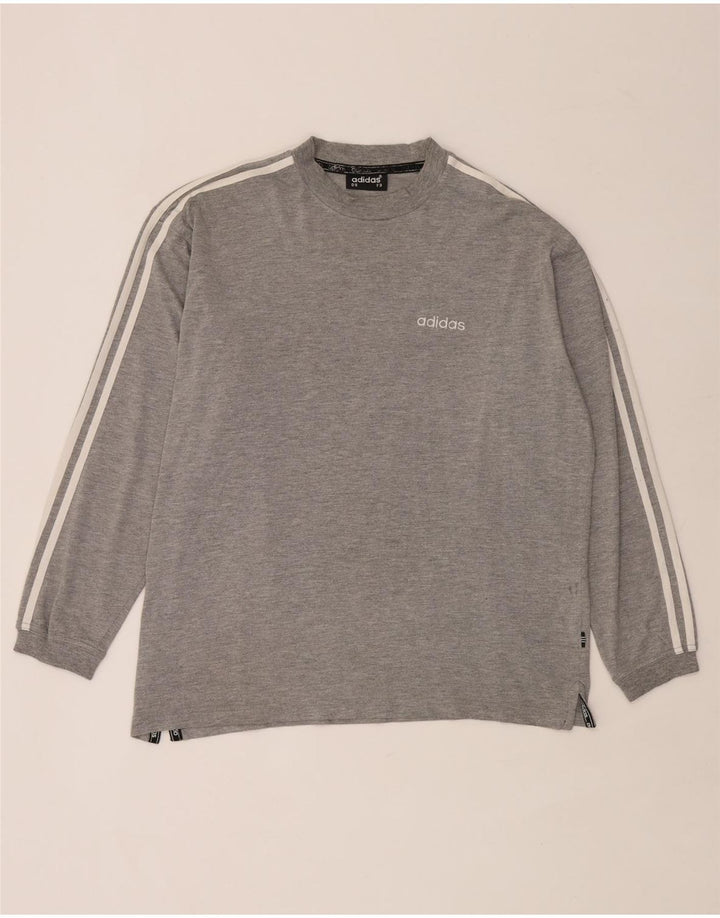 Adidas Maglia a maniche lunghe da uomo UK 38/40 Cotone chiazzato grigio medio