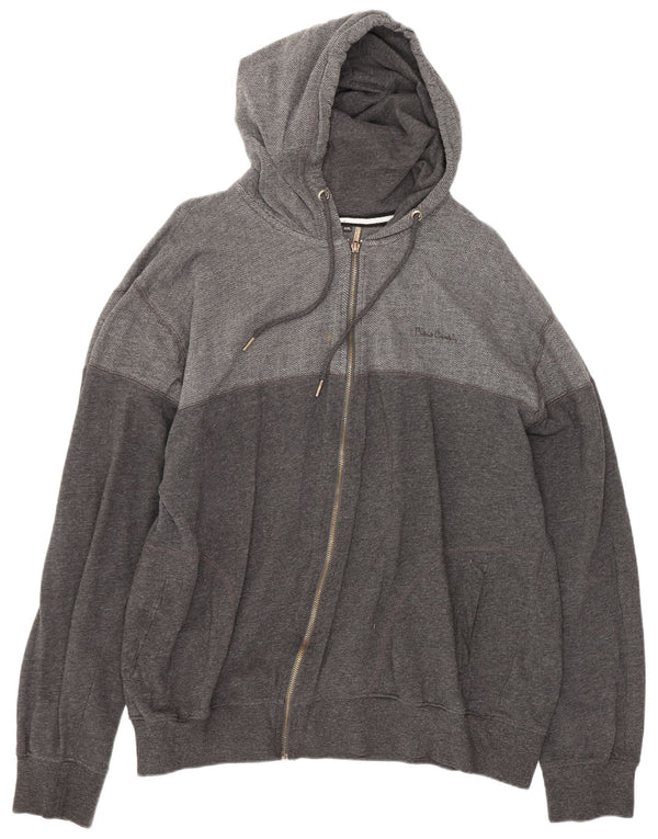 Maglione con cappuccio e zip da uomo Pierre Cardin 2XL cotone grigio a spina di pesce