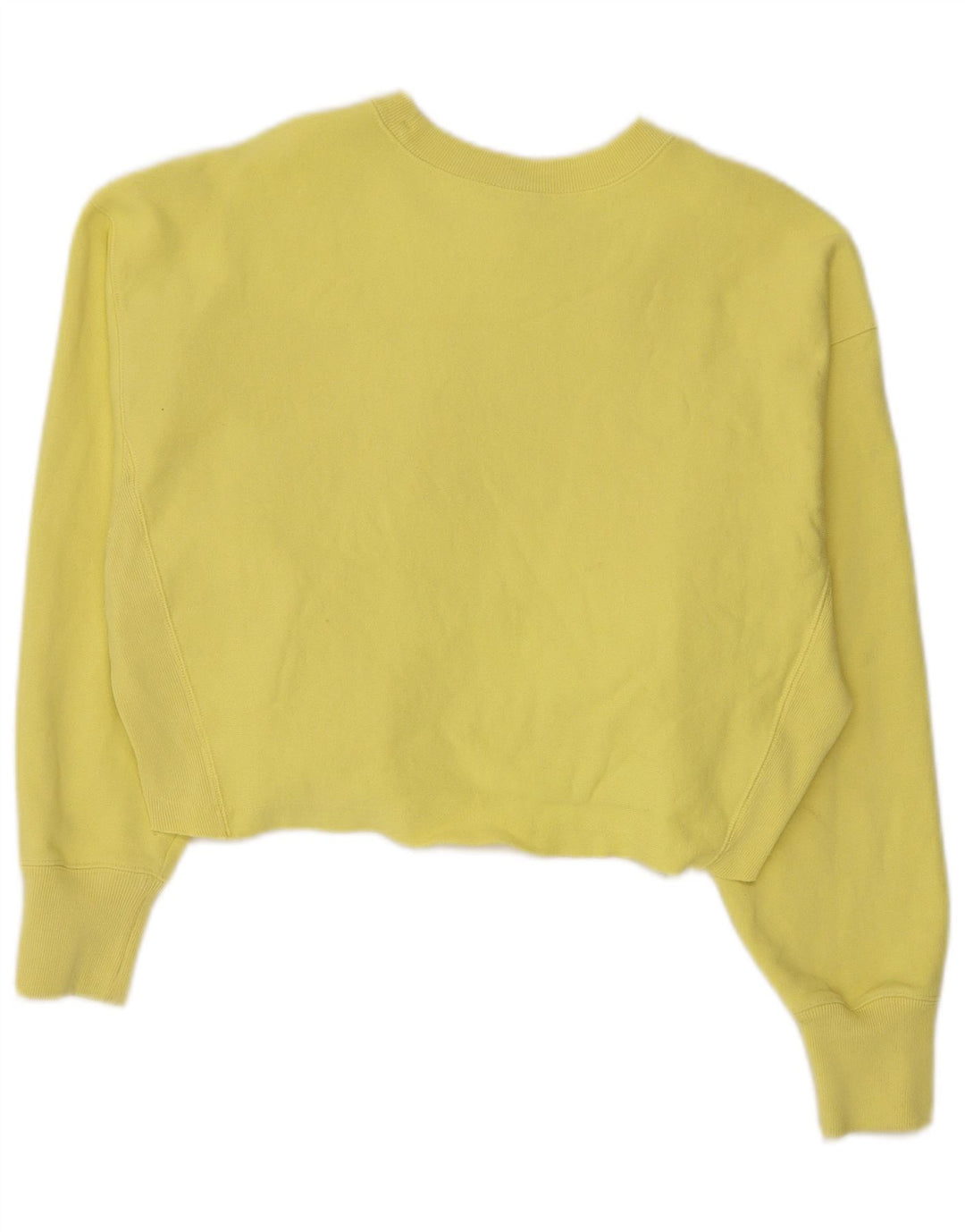 CHAMPION Donna Reverse Weave Crop Felpa Maglione UK 14 Giallo Medio