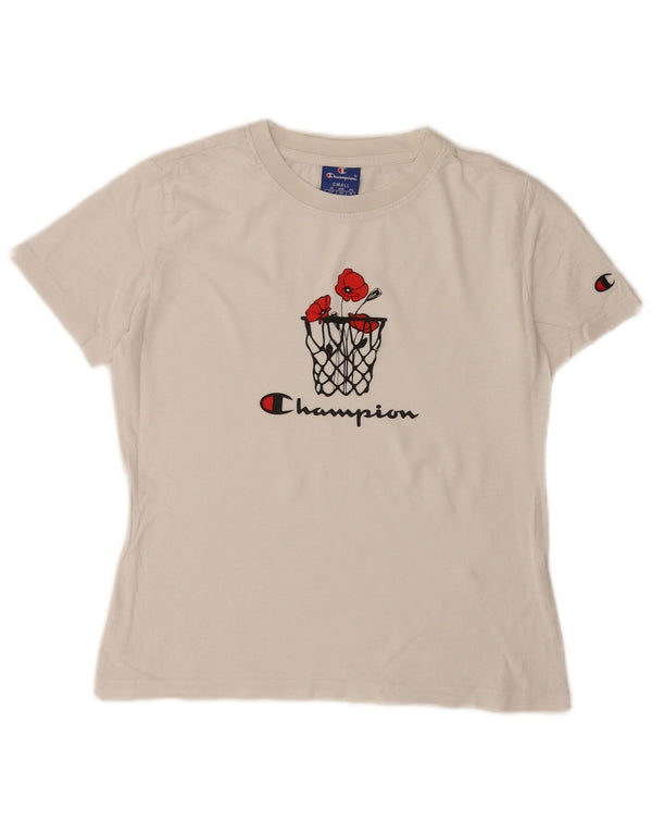 T-shirt grafica da donna Champion Top UK 10 piccola bianca