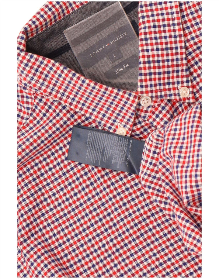 Camicia slim fit da uomo Tommy Hilfiger grande in cotone a quadretti multicolore