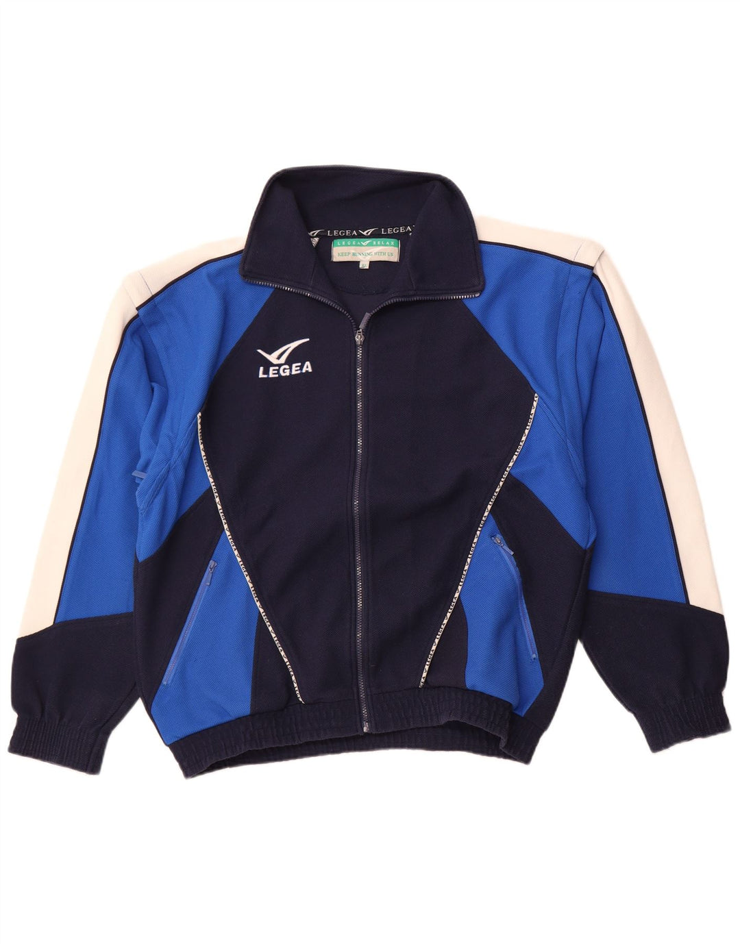 Giacca da ginnastica da uomo LEGEA XL in poliestere color block blu navy