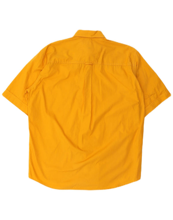 Camicia a maniche corte da uomo Marlboro Classics in cotone giallo medio