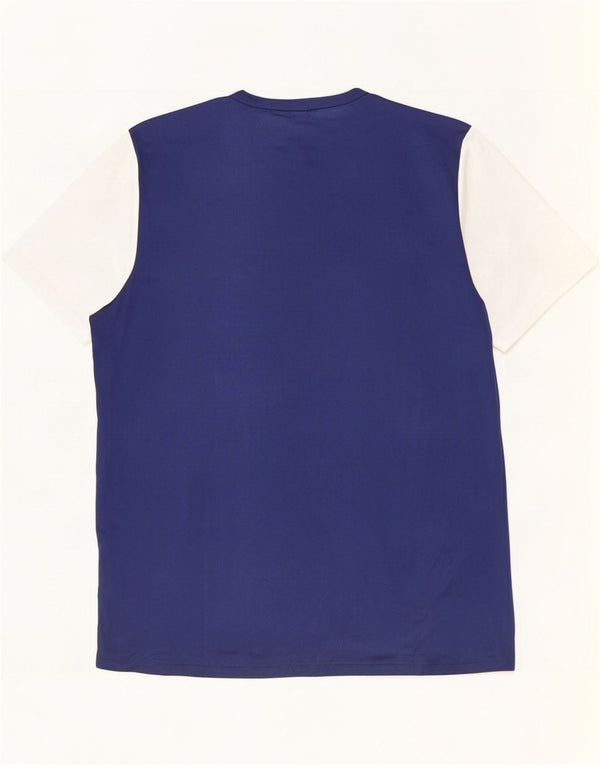 Adidas Uomo Climalite T-shirt Top Large Blu Navy Colourblock Poliestere