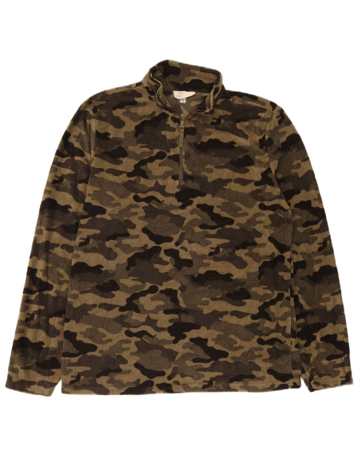 Maglione in pile da uomo con collo con zip Mountain Warehouse Beige medio mimetico