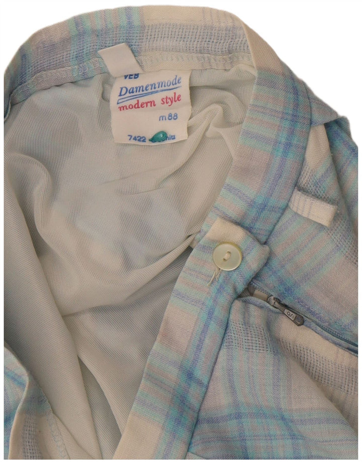 Gonna a trapezio da donna vintage W29 a quadri blu medio