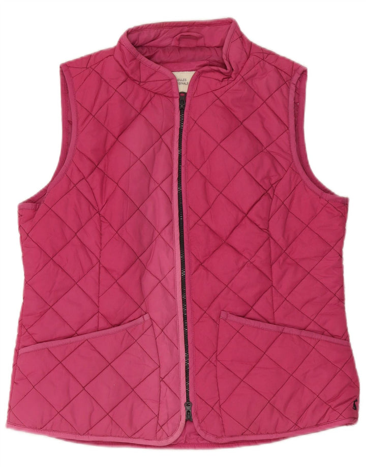 JOULES gilet trapuntato da donna UK 14 grande rosa poliestere