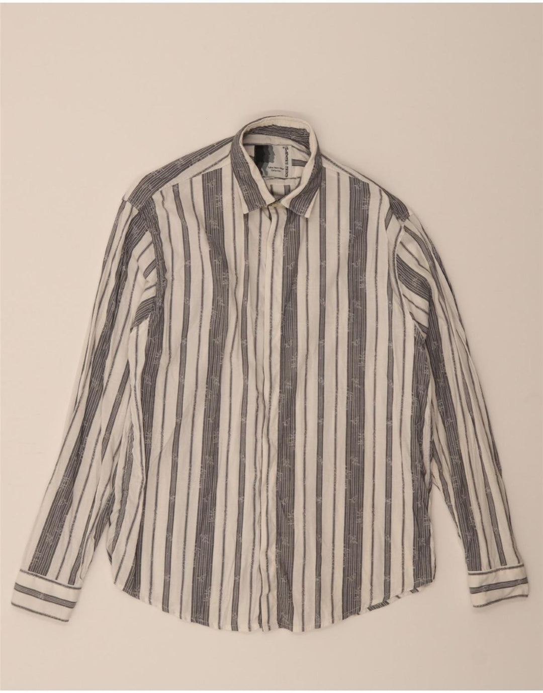 VINTAGE Mens Shirt Small White Striped Vintage Vintage and Second-Hand Vintage from Messina Hembry 
