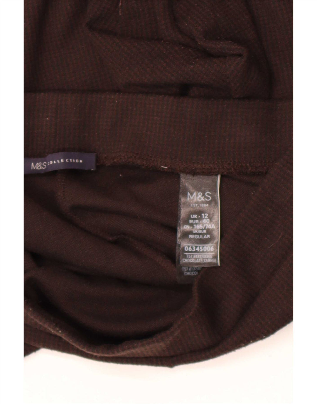 Leggings regolari da donna Marks & Spencer UK 12 Poliestere marrone medio