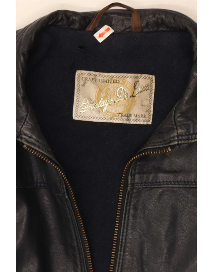 Giacca in pelle da donna vintage IT 42 media in pelle nera