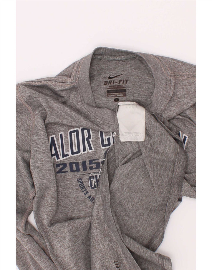 Top Nike Dri Fit Graphic a maniche lunghe da bambino 8-9 anni, piccola, in poliestere grigio