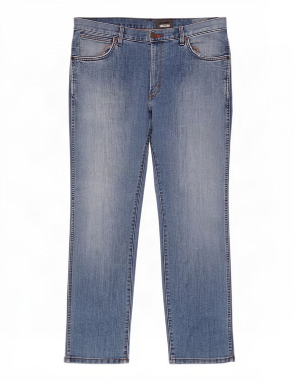 Jeans dritti elasticizzati Texas da uomo Wrangler W34 L32 cotone blu