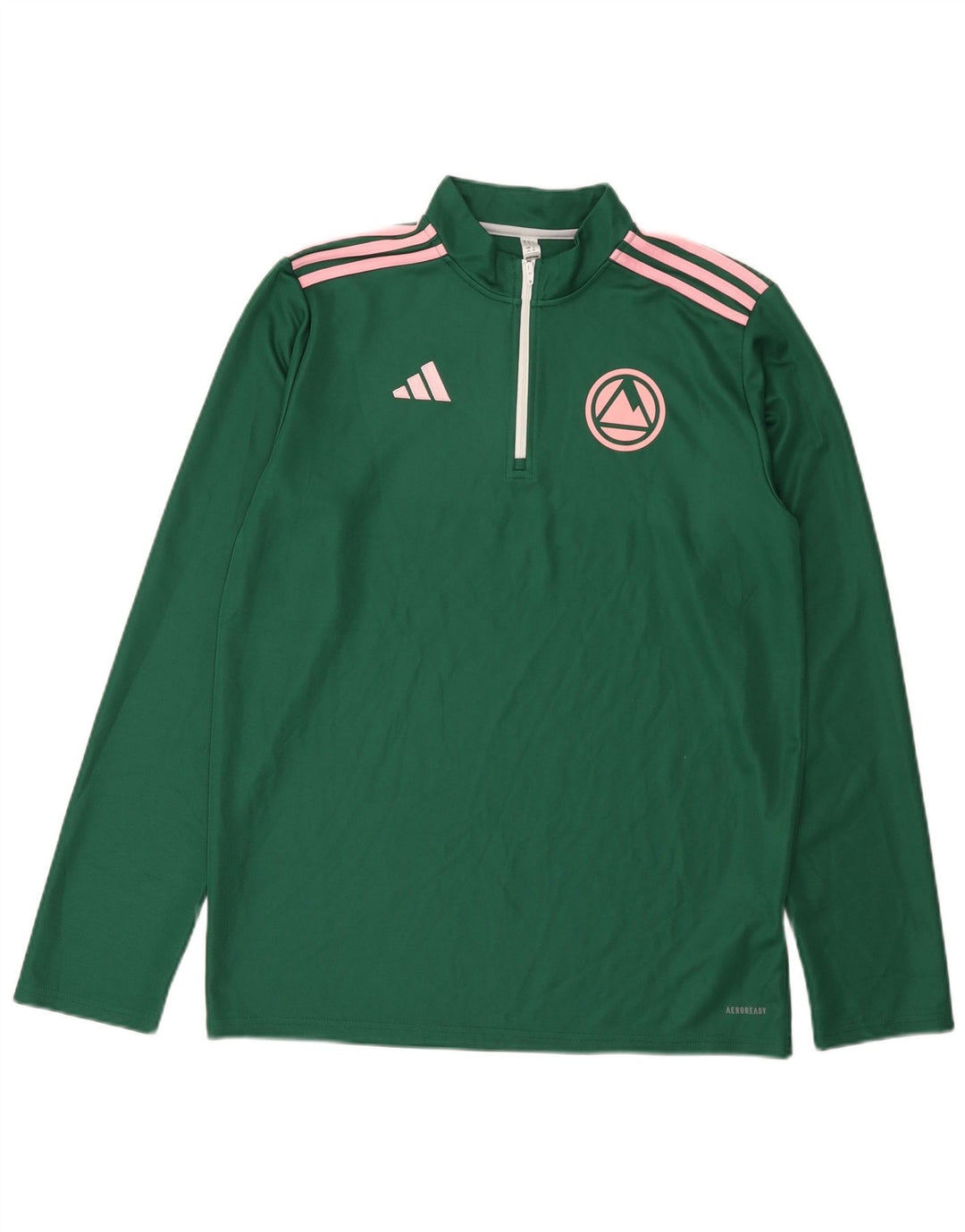 Adidas Uomo Aeroready Zip Neck Pullover Tuta Top Large Verde Poliestere