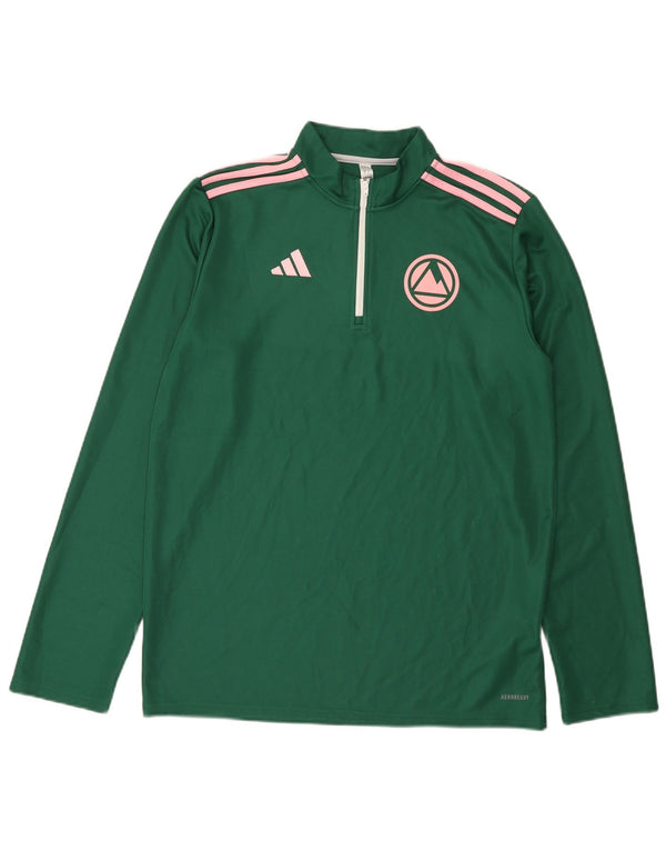 Adidas Uomo Aeroready Zip Neck Pullover Tuta Top Large Verde Poliestere
