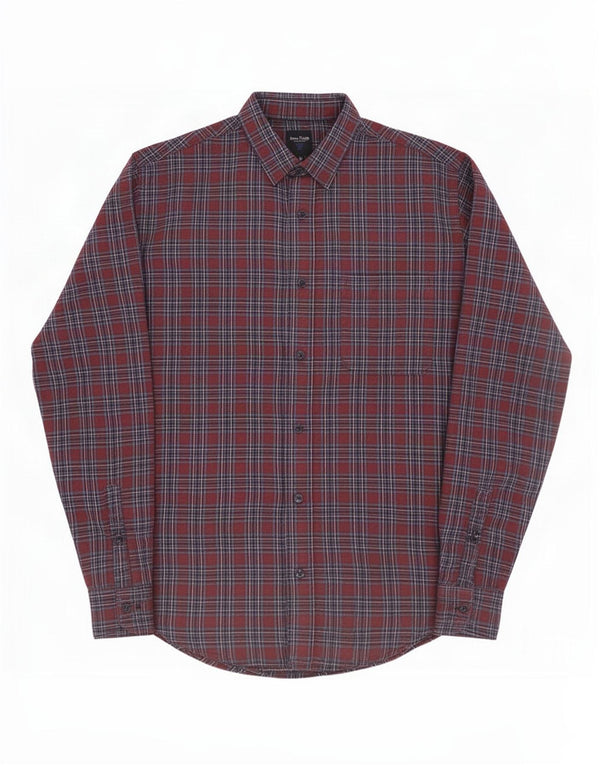 Camicia da uomo in flanella James Pringle Poliestere a quadri bordeaux medio