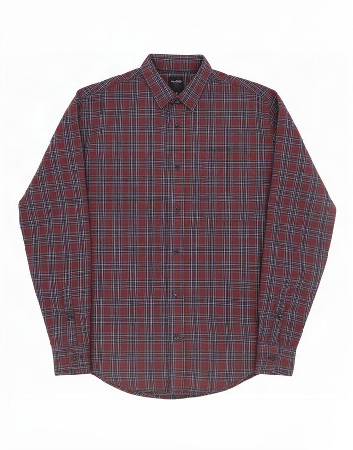 Camicia da uomo in flanella James Pringle Poliestere a quadri bordeaux medio